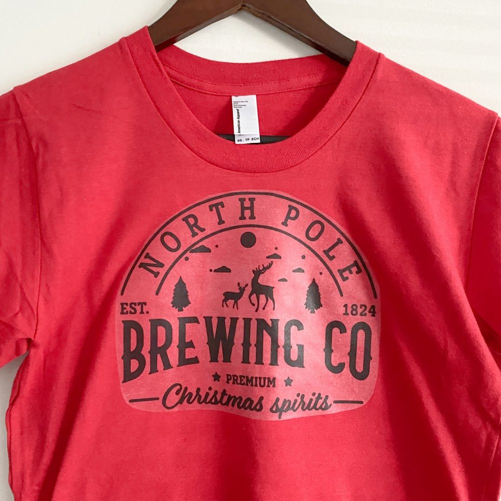 North Pole Brewing Company Red Crewneck Tee Shirt